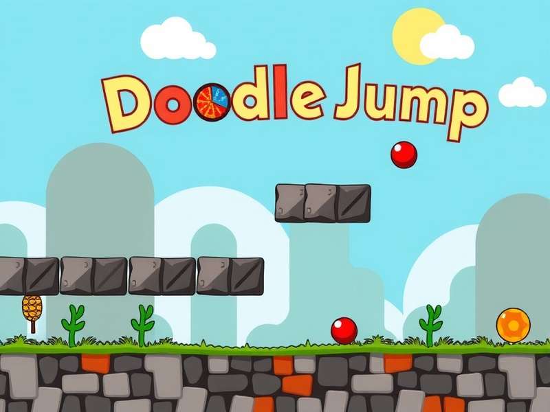 Doodle Jump unblocked gameplay showing character jumping on platforms