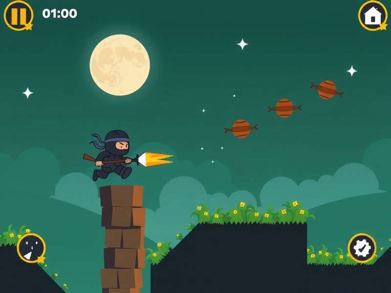 Doodle Jump Ninja Extension gameplay screenshot showing ninja character on platforms