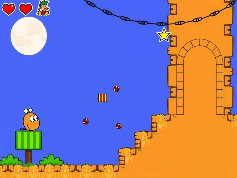 Gameplay screenshot of Doodle Jump Full Version showing multiple platforms, monsters, and the Doodler character