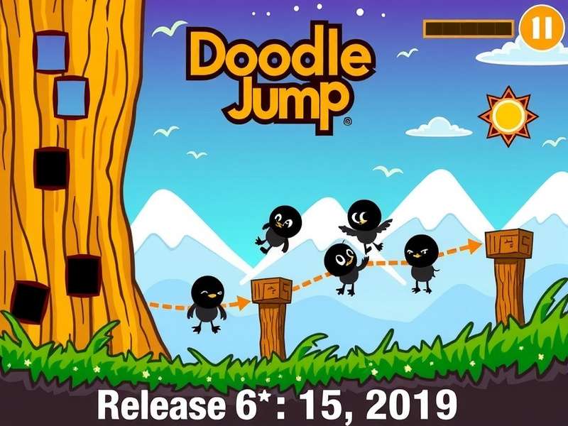 Doodle Jump game character on Android and iOS devices showing release timeline