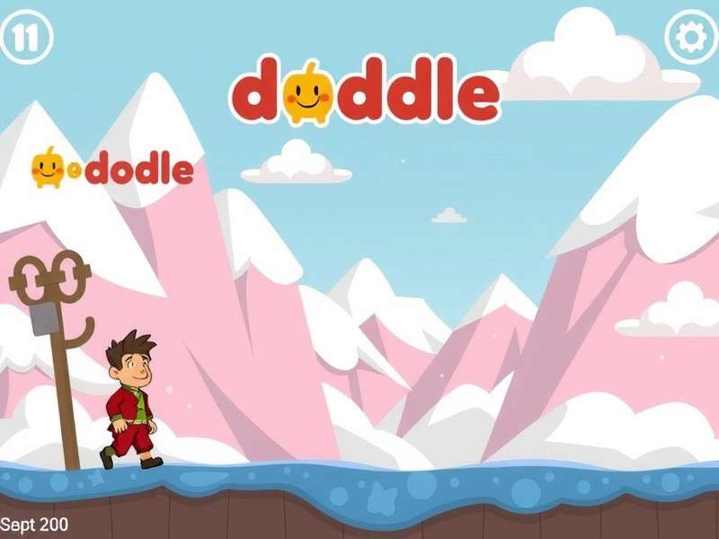 A smartphone showing the classic Doodle Jump game in action, with the green Doodler on platforms