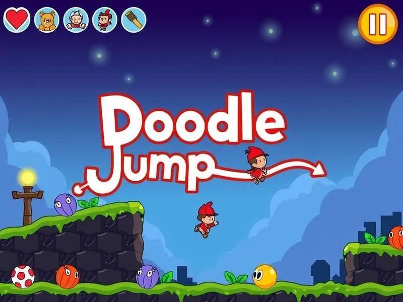 Doodle Jump theme song visual representation with musical notes and game characters
