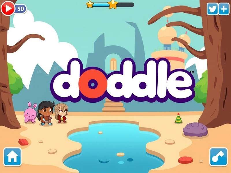 Close-up of a smartphone screen showing various Doodle Jump enemies like UFOs and monsters