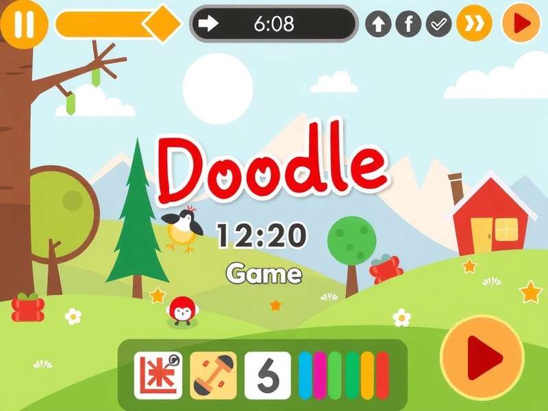 Doodle Jump character bouncing on platforms with monsters and UFOs