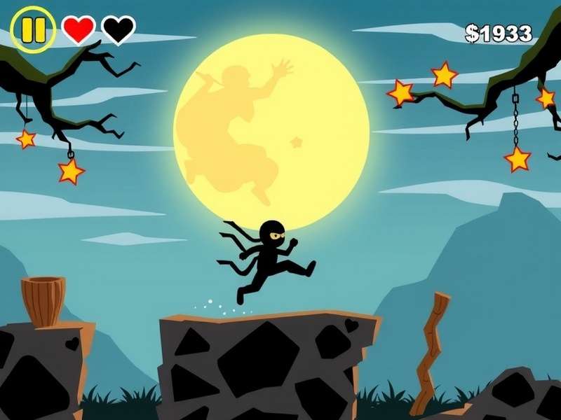 Ninja Doodle Jump Extension gameplay screenshot showing ninja character on platforms