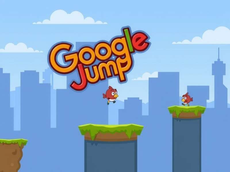 Google Doodle Jump gameplay illustration showing character jumping on platforms