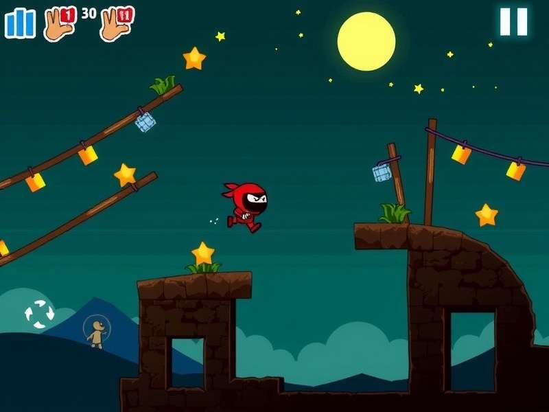 Doodle Jump Ninja gameplay screenshot showing the character on platforms