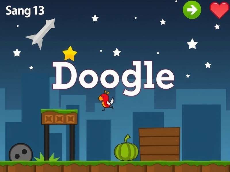 Hand holding an iPhone playing Doodle Jump game showing colorful platforms and the Doodle character