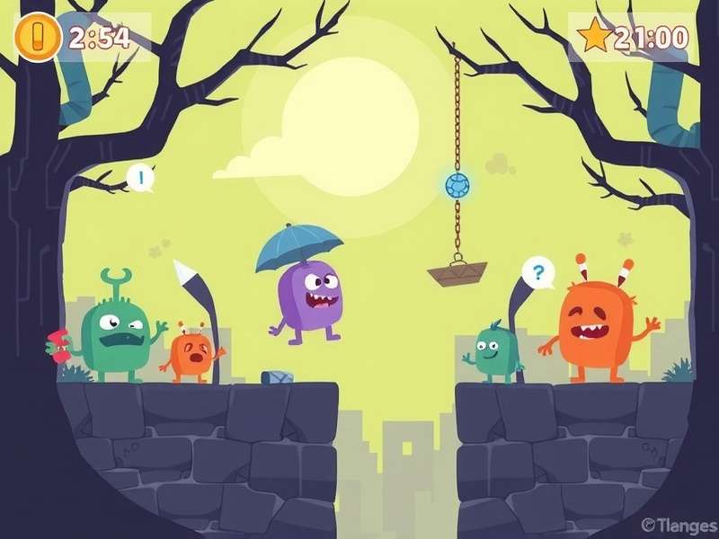 Doodle Jump gameplay screenshot showing monsters and platforms