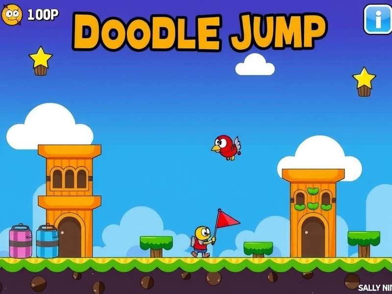 Doodle Jump Multiplayer game screen showing two characters competing