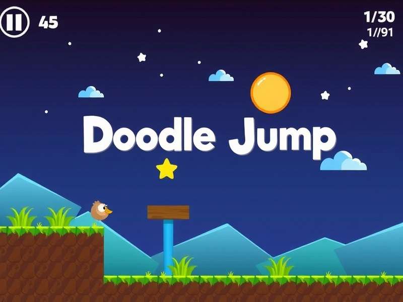 Doodle Jump official trailer screenshot showing the character on platforms
