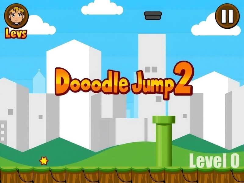 Close-up of a smartphone screen showing Doodle Jump 2's score counter at the beginning of the game