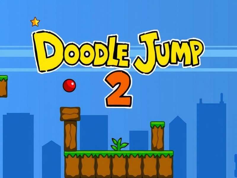 Two players competing in Doodle Jump 2 Player mode on side-by-side screens