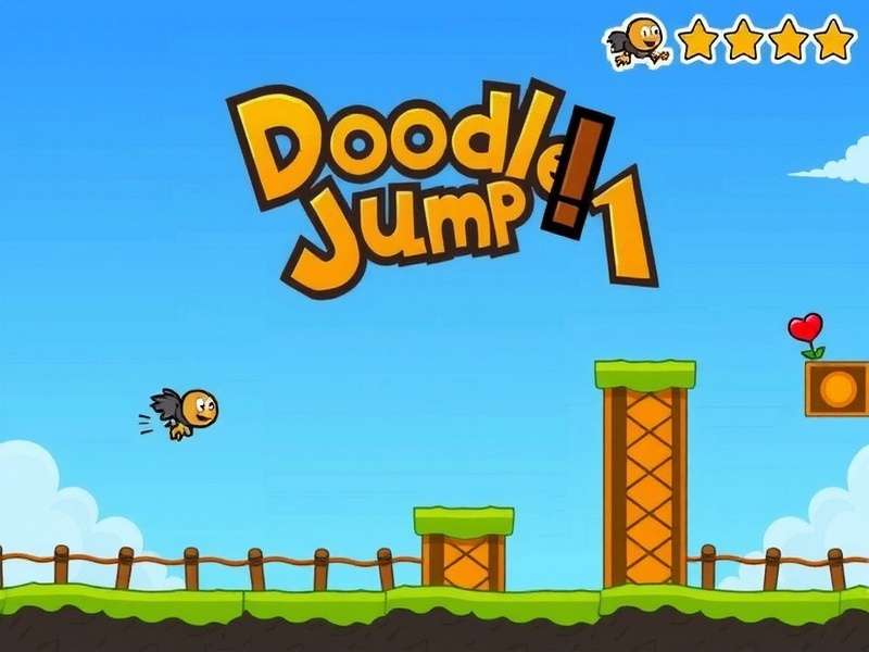 Doodle Jump 1 gameplay screenshot showing the character on platforms