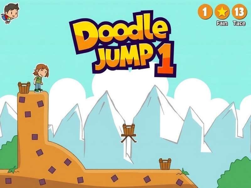 Artistic render of Doodle Jump character and platforms