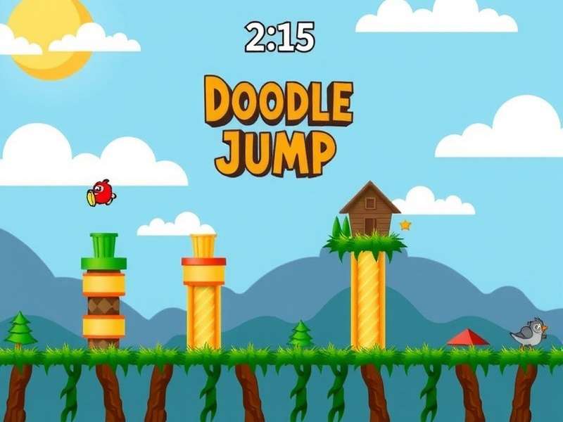 Doodle Jump gameplay strategy showing springboard and monster placement