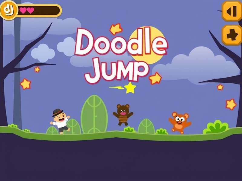Doodle Jump gameplay on Poki showing platforms and enemies