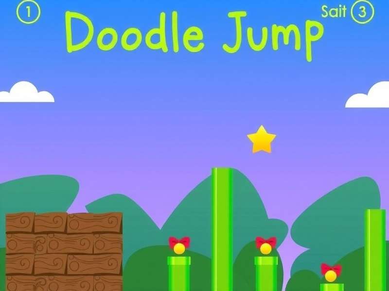 Vintage Nokia phone running Doodle Jump game on its screen