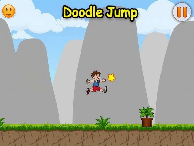 Doodle Jump gameplay screenshot showing character, platforms, and monsters