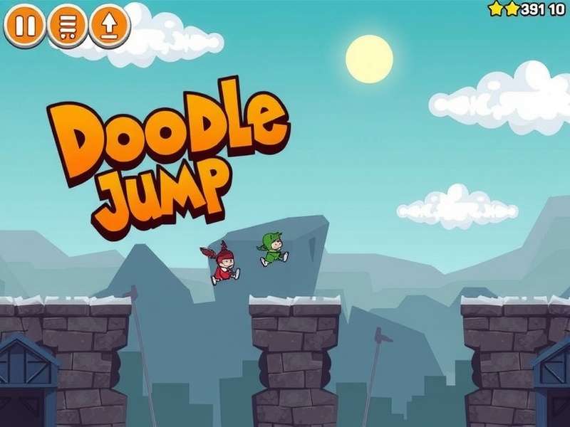 Doodle Jump 2 gameplay screenshot showing character on platforms