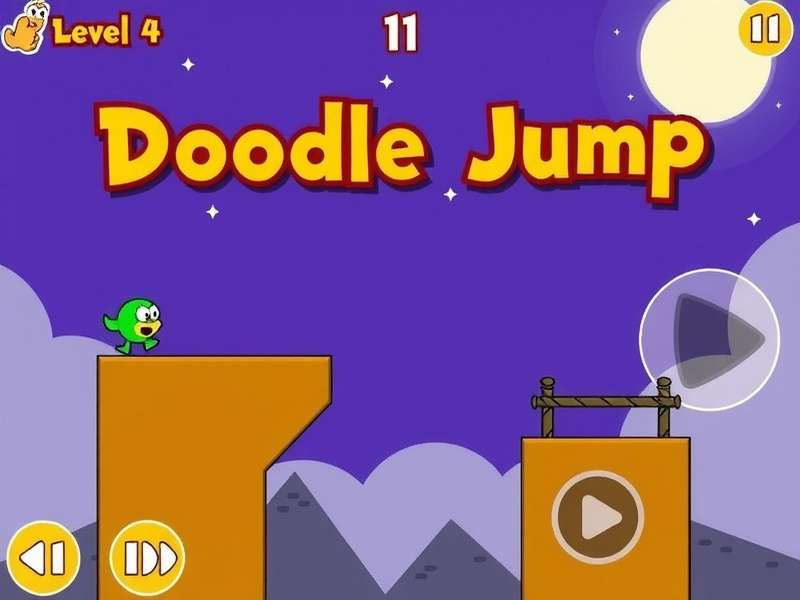 Doodle Jump 2 Level 4 gameplay screenshot showing platform patterns and obstacles