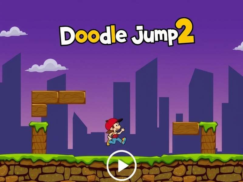 A smartphone displaying Doodle Jump 2 gameplay at a very high score, with intricate platform patterns visible