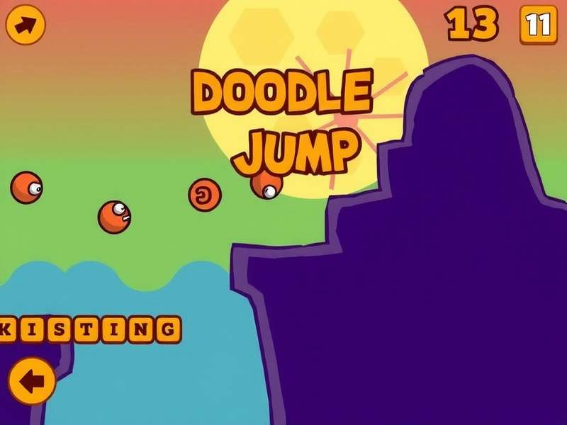 Doodle Jump character jumping on platforms in the game