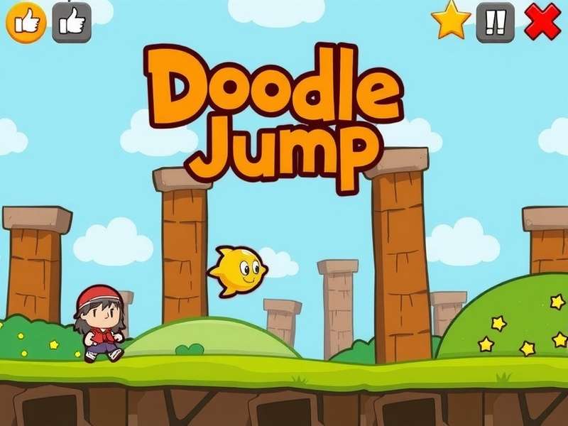Doodle Jump gameplay screenshot showing character on platforms