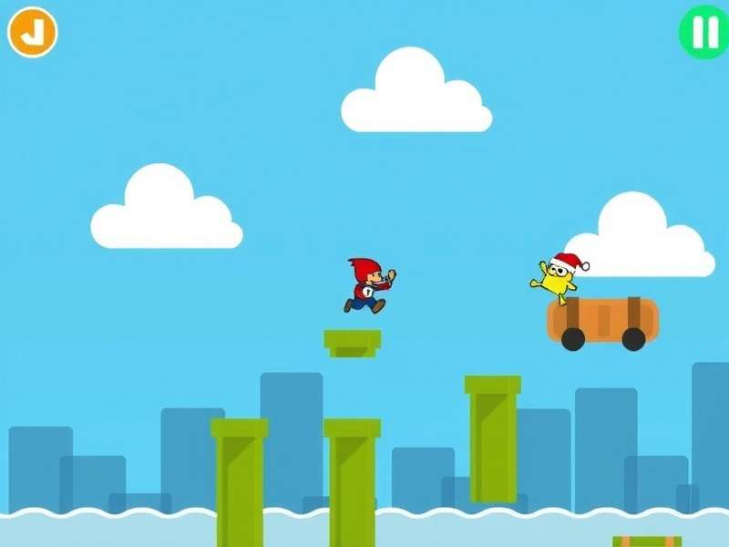 Doodle Jump gameplay showing character jumping between platforms