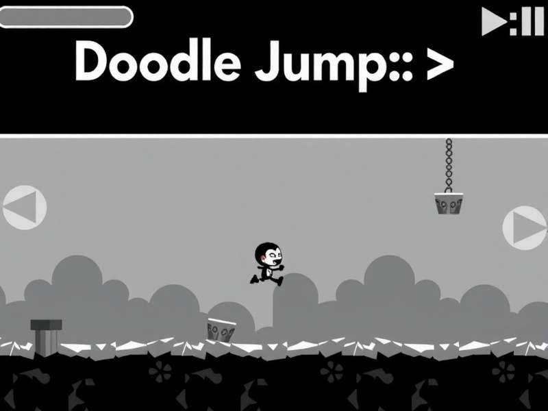 Doodle Jump game character jumping on colorful platforms