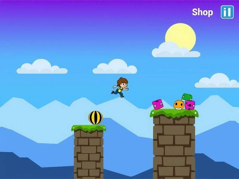 Doodle Jump Game Online gameplay screenshot showing the doodler jumping on platforms with a jetpack and monsters