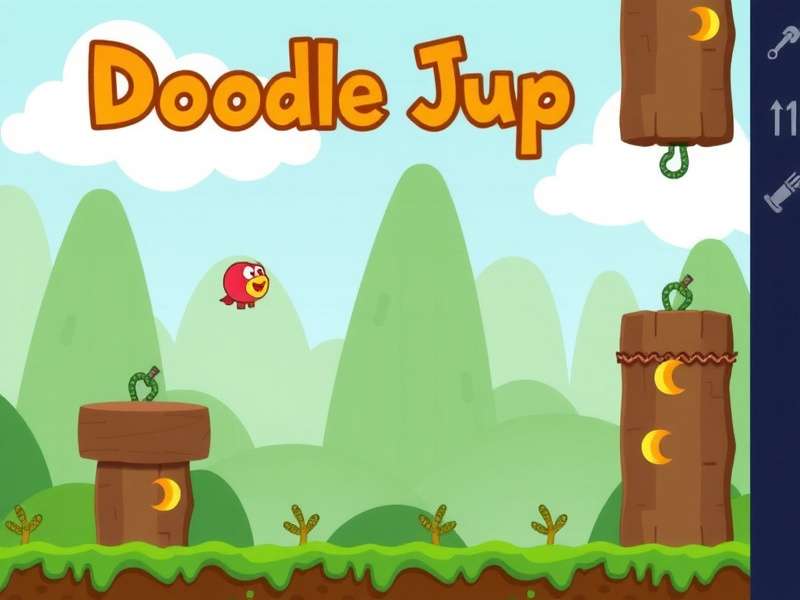 Doodle Jump game screenshot with unlock code interface showing platforms and the character jumping