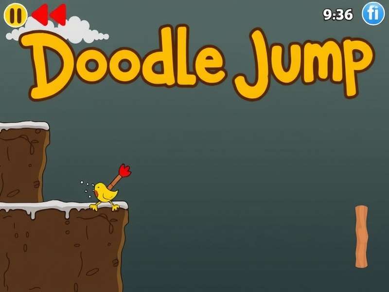 Doodle Jump Poki Free gameplay screenshot showing the doodle character jumping on colorful platforms