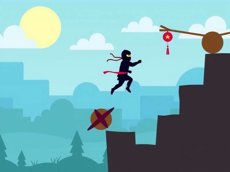 Ninja Doodle Jump Extension gameplay screenshot showing shuriken power-ups and stealth platforms