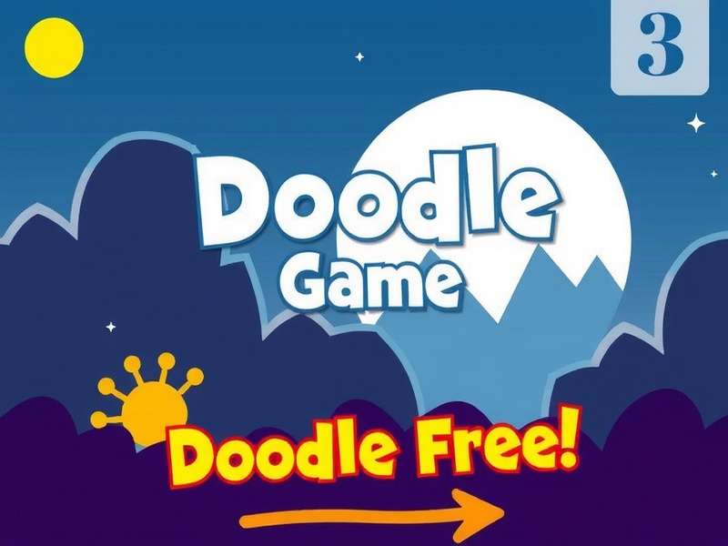 Doodle Jump gameplay with the Doodler jumping across colorful platforms in the Doodle Free universe.