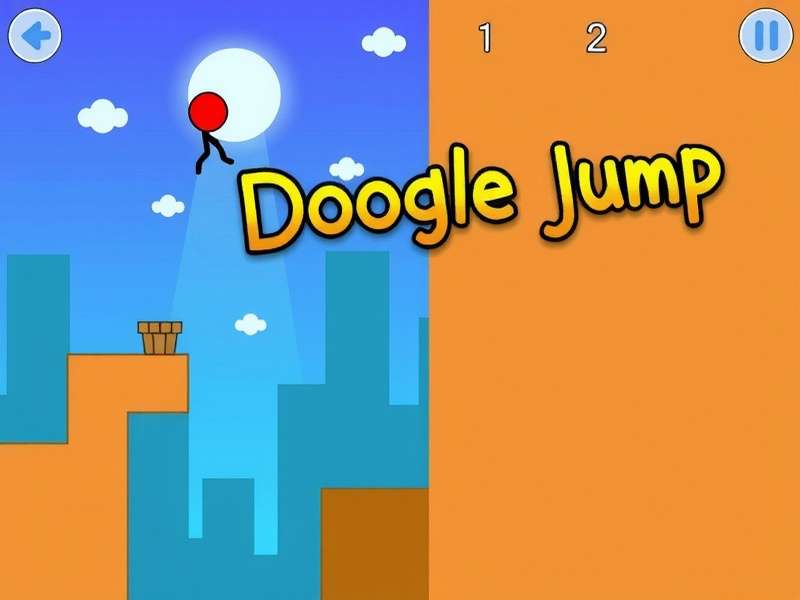 Doodle Jump Extension gameplay showing platforms, power-ups and the iconic doodle character leaping upward