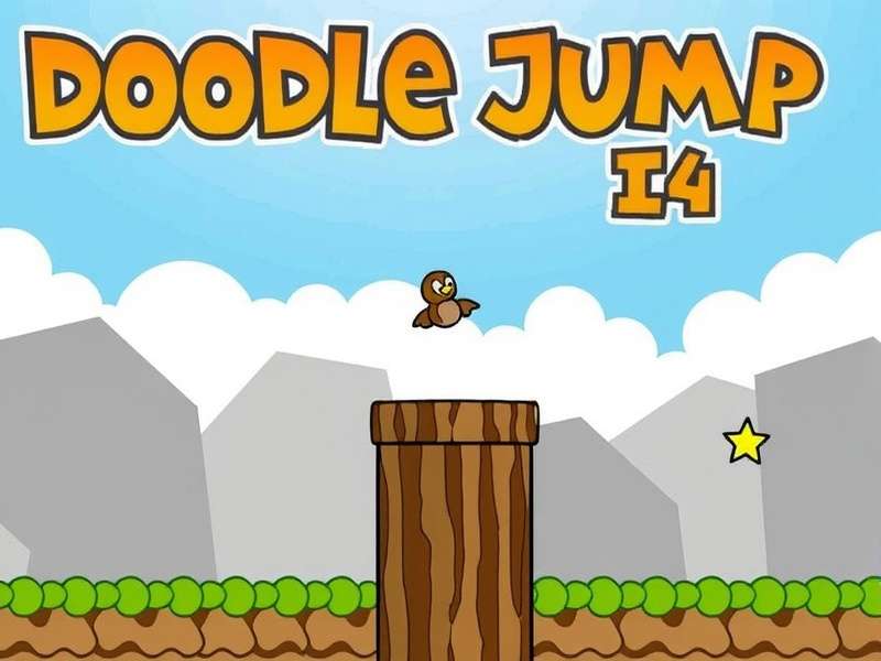 Doodle Jump 24 Io gameplay screenshot showing the iconic jumping platformer with power-ups and monsters