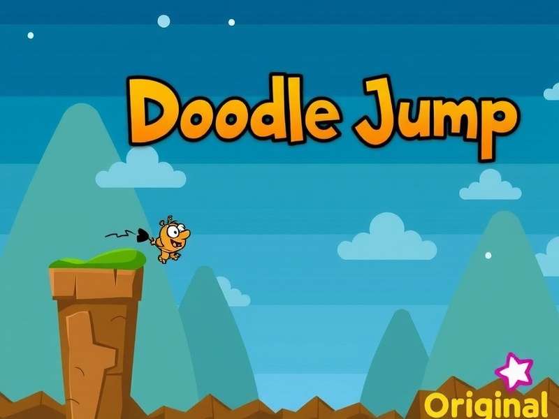 Doodle Jump Game Original gameplay screenshot showing Doodle bouncing on platforms