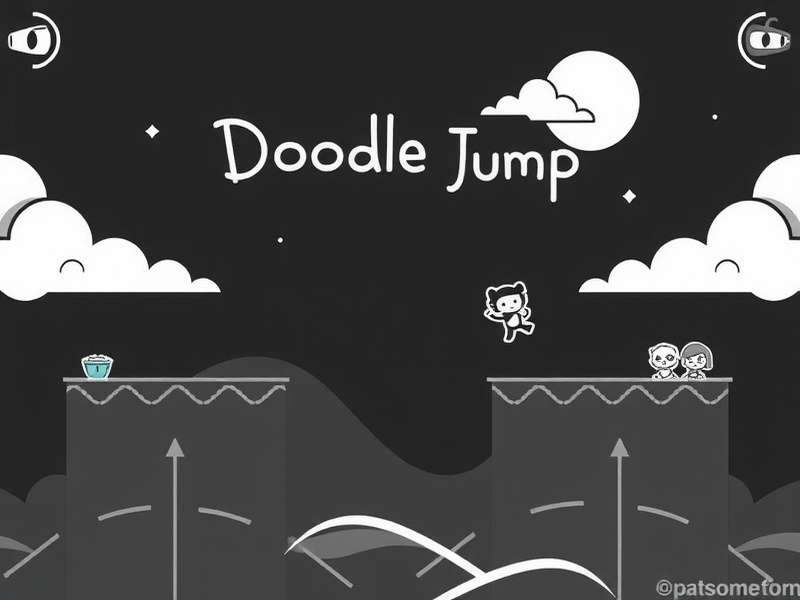Doodle Jump Github community showcase featuring the iconic game character and code snippets